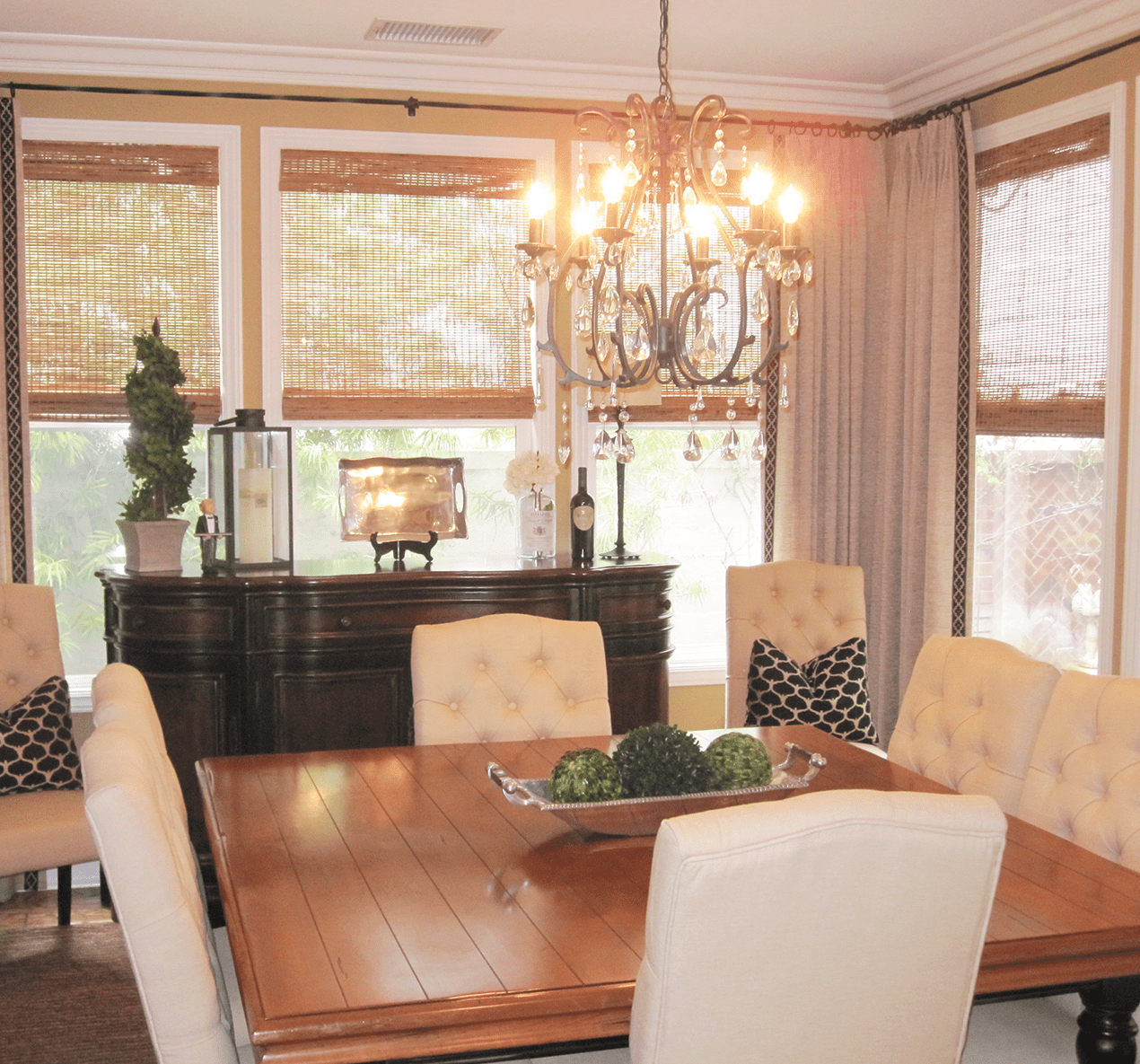 dining room window treatment design